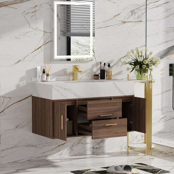 39.4" Floating Bathroom Vanity with Sink & Sintered Stone Countertop