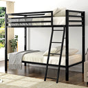 Twin Over Twin Metal Bunk Bed with Ladder and Guardrail