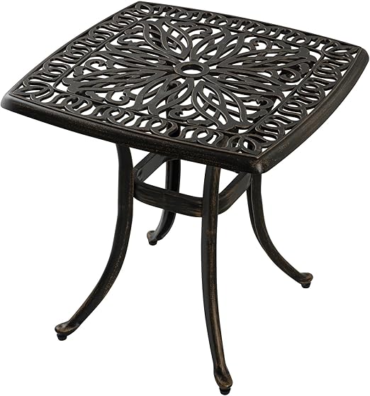 Cast Aluminum Square Outdoor Side Table – Set of 1 or 2