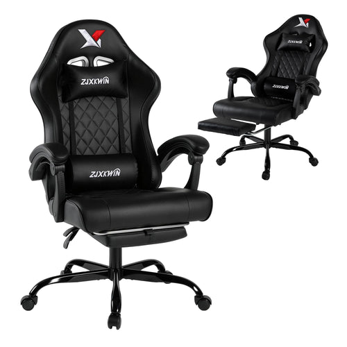 High Back Gaming Chair with Footrest & Lumbar Support