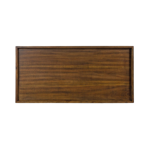 Mid-Century Wood Coffee Table with Tapered Legs & Adjustable Feet