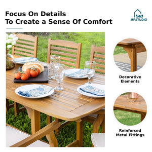 Expandable Acacia Wood Outdoor Dining Table Set with Chairs