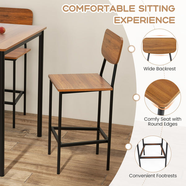 5-Piece Counter Height Dining Table Set with 4 Bar Stools