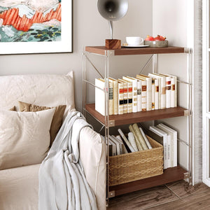 3-Tier Industrial Bookshelf with Adjustable Shelves