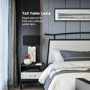 24" Black Touch Table Lamp Set of 2 with USB Ports & 3-Way Dimmable