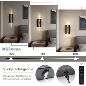 Rechargeable Battery Wall Sconce Set of 2 with Remote Control