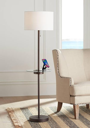 Floor Lamp with Tray Table, USB & AC Outlet