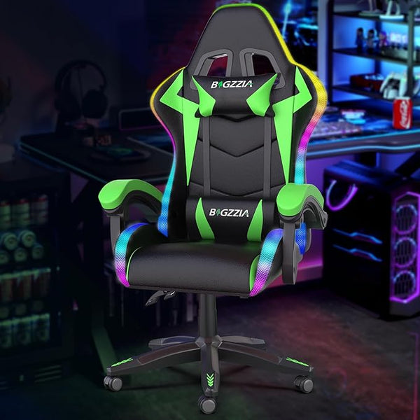 RGB LED High Back Gaming Chair with Headrest & Lumbar Support