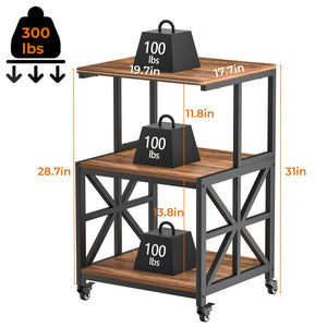 Printer Stand with Lockable Wheels & 3-Tier Storage Shelf