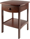 Square Wood End Table with Drawer and Shelf