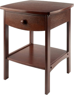 Square Wood End Table with Drawer and Shelf