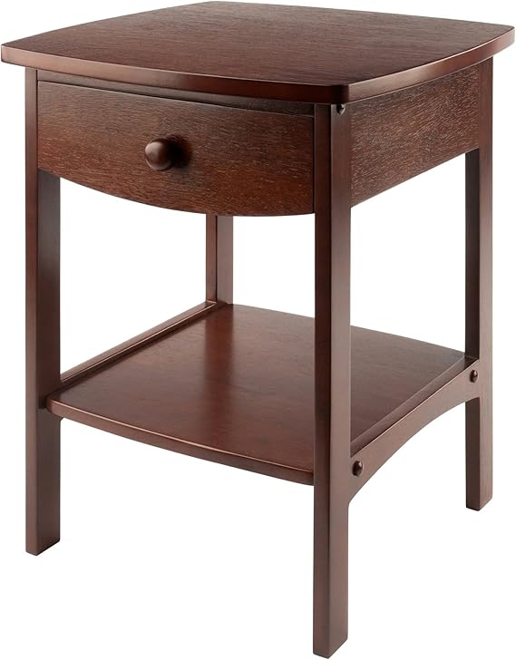 Square Wood End Table with Drawer and Shelf