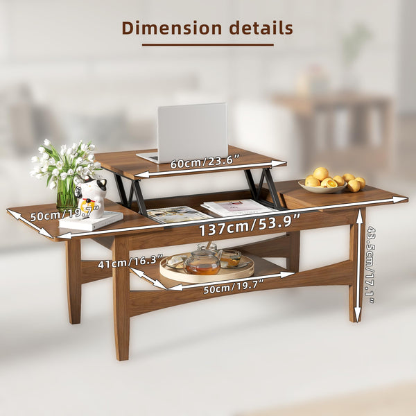 Lift Top Coffee Table with Open & Hidden Storage