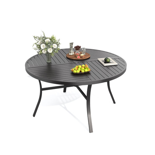 Round Outdoor Dining Table with Umbrella Hole