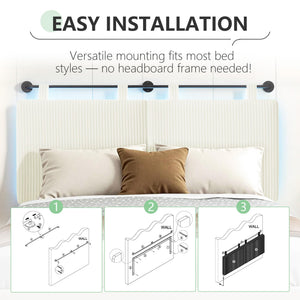 Queen Size Wall-Mounted Upholstered Headboard with RGB LED Lights