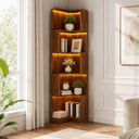 6-Tier Corner Bookshelf with LED Lights