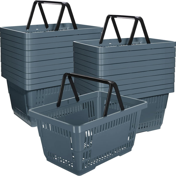 Plastic Shopping Baskets with Handles — Set of 20