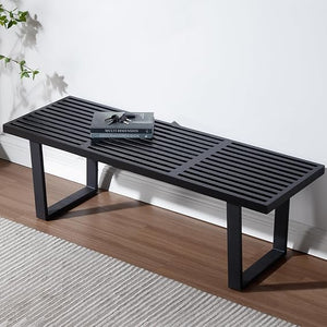 Industrial Wood Entryway Bench with Metal Frame