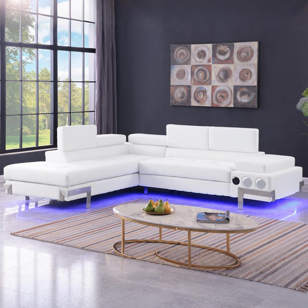 L-Shaped Sectional Sofa with LED Lighting, Bluetooth & USB Ports