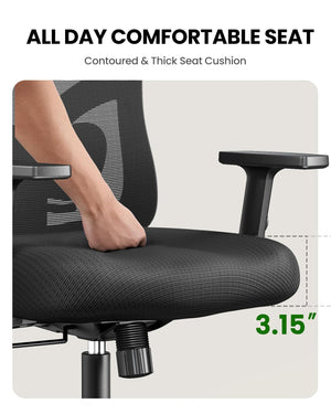 Ergonomic Office Chair with Lumbar Support & Adjustable Headrest