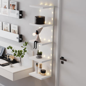 5-Tier Floating Wall Shelf Unit, Set of 2