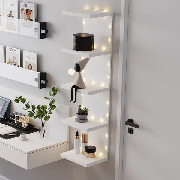 5-Tier Floating Wall Shelf Unit, Set of 2