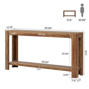 63-Inch 2-Tier Farmhouse Console Table