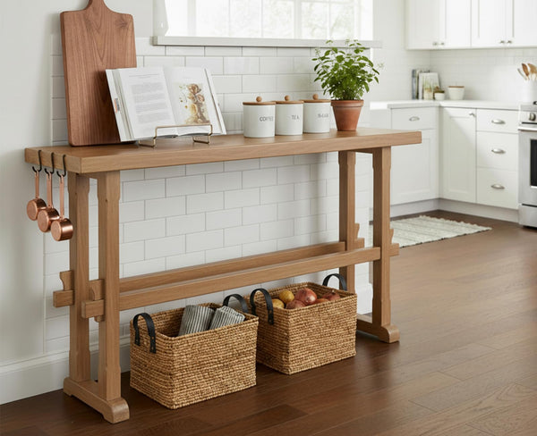 59" Solid Wood Console Table – Farmhouse Entryway & Sofa Table