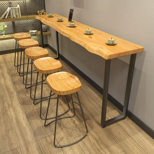 47–55 Inch Industrial Bar Table with Metal Frame & Adjustable Feet