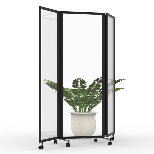 3-Panel Trifold Acrylic Room Divider with Casters