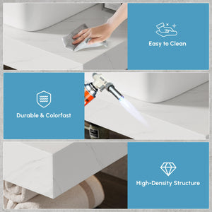 35" Floating Bathroom Vanity with Sintered Stone Countertop & Ceramic Sink