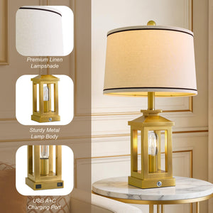 Dimmable Touch Table Lamp with USB Ports & Night Light