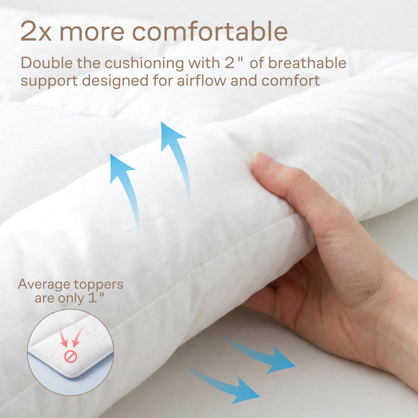 Ultra-Soft Mattress Topper with Cooling Microfiber & Adjustable Straps