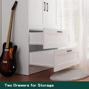 White Wardrobe Closet with Doors and Drawers