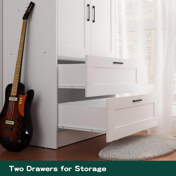 White Wardrobe Closet with Doors and Drawers