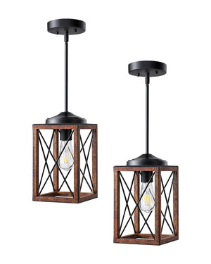 2-Pack Farmhouse Pendant Light Fixture – Adjustable Metal Hanging Light