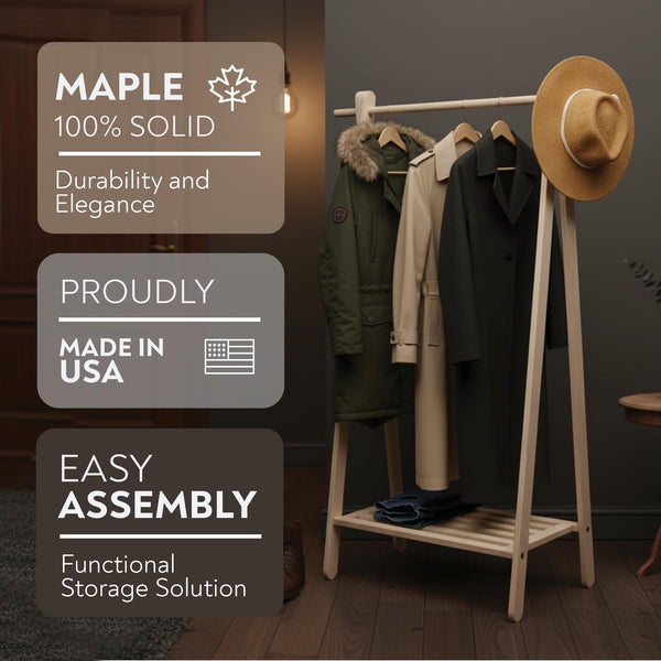 Solid Maple Wood Garment Rack