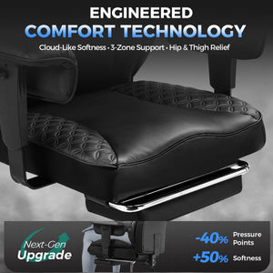 High-Back Ergonomic Office Chair – Reclining, Footrest & Pocket Spring Lumbar Support