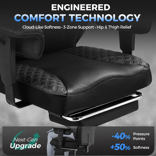 High-Back Ergonomic Office Chair – Reclining, Footrest & Pocket Spring Lumbar Support
