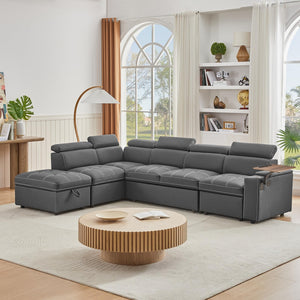 U-Shaped Sectional Sleeper Sofa with Pull-Out Bed