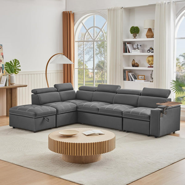 U-Shaped Sectional Sleeper Sofa with Pull-Out Bed
