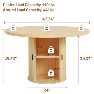 Round Dining Table Set for 4 with Storage Shelf & 4 Chairs