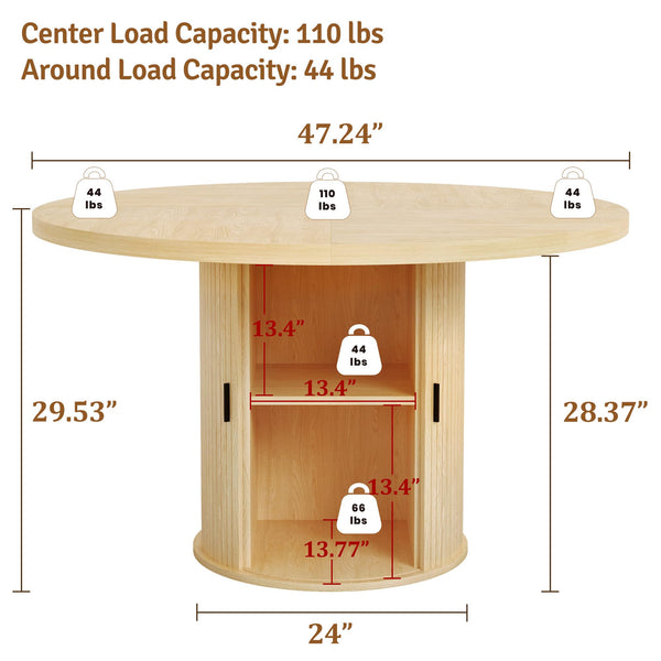 Round Dining Table Set for 4 with Storage Shelf