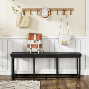 Upholstered Dining Bench with PU Leather Seat