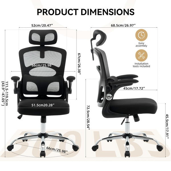 High Back Ergonomic Mesh Office Chair with Lumbar Support & 360° Swivel