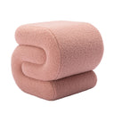 S-Shaped Sherpa Vanity Ottoman Stool