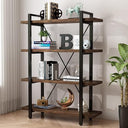Industrial Solid Wood Bookcase with Metal Frame