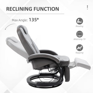 Grey Swivel Recliner Chair with Footrest