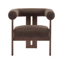 Velvet Accent Chair with Curved Backrest & Wooden Legs