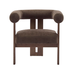 Velvet Accent Chair with Curved Backrest & Wooden Legs